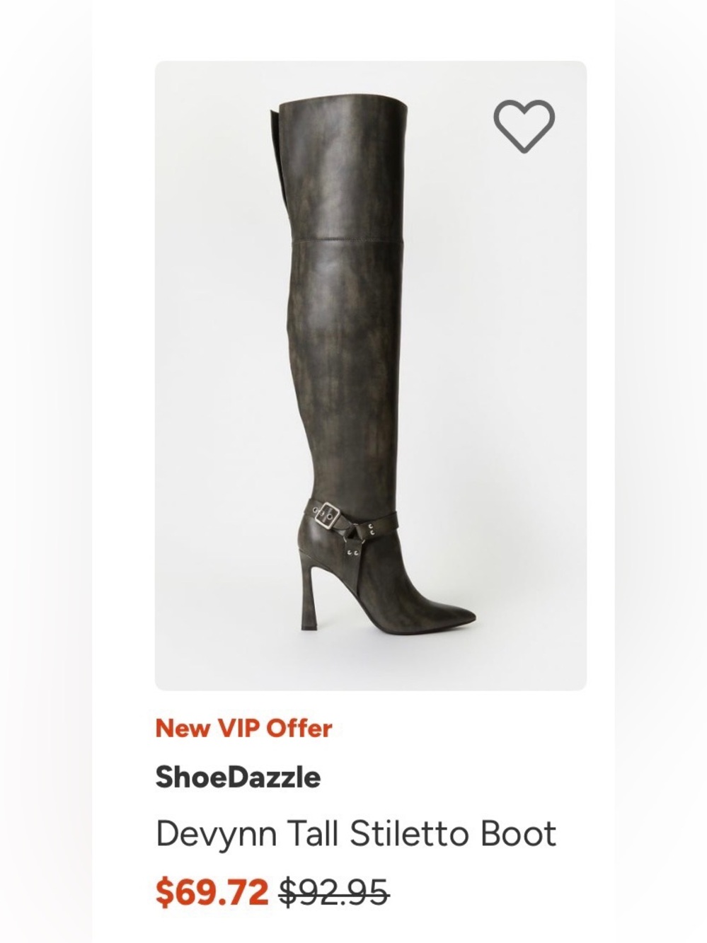 Shoe Dazzle Over-the-Knee Pointed Toe Stiletto Boot in Charcoal